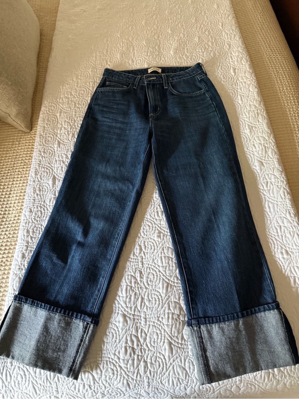 L’AGENCE Dark Blue Wide-Leg Cuffed Women’s Jeans
